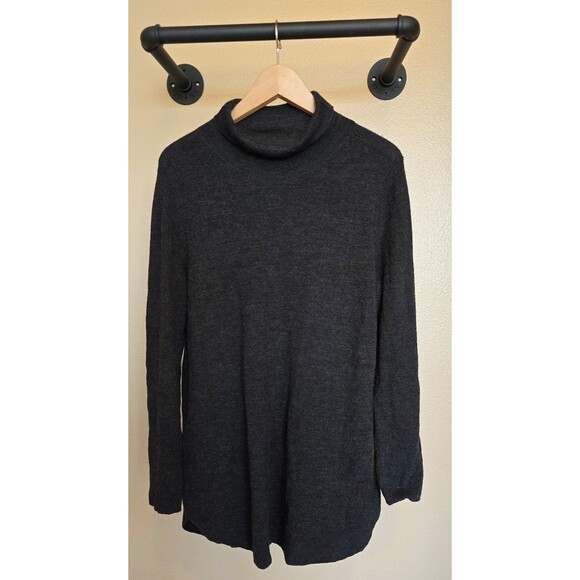 Eileen Fisher dark gray 100% merino wool turtle neck size medium - Picture 1 of 8